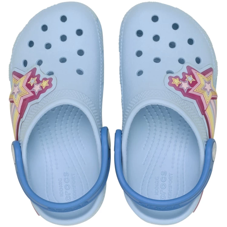 Slapi Crocs Classic Star Lights Clog T pt Femei / 24-25 / Albastru deschis photo 5